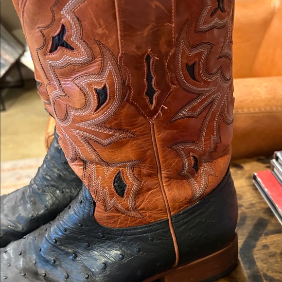 Corral Ostrich Black and Tan Boots 11D - Picture 10 of 14